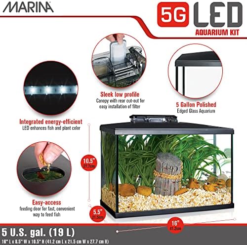 Marina 5 Gallon (19 L) LED Aquarium Kit | Ideal for Beginner Aquarists and New Fish-Keepers