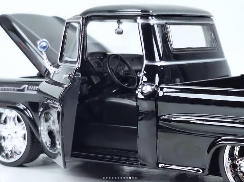 1958 Apache Fleetside Pickup Black Maxx Design American Classics Series 1/24 Diecast Model Car by Motormax 79311MXBK
