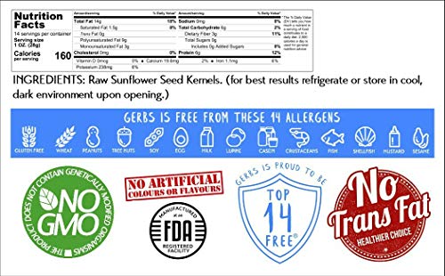 Lightly Sea Salted Sunflower Seed in Shell by Gerbs - 2 LBS - Top 11 Food Allergen Free & Non GMO - Premium Dry Roasted Seeds – COG USA | Small Batch, No Artificial Additives, Resealable Bag | Crack-and-Eat Crunchy Snack | Top 14 Allergen-Free