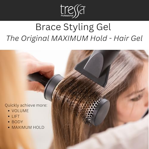 Tressa Professional BRACE Styling Gel, Maximum Hold with Thermal Protection, Volume, Lift and Gloss for Fine and Thinning Hair 8.5 Fl Oz