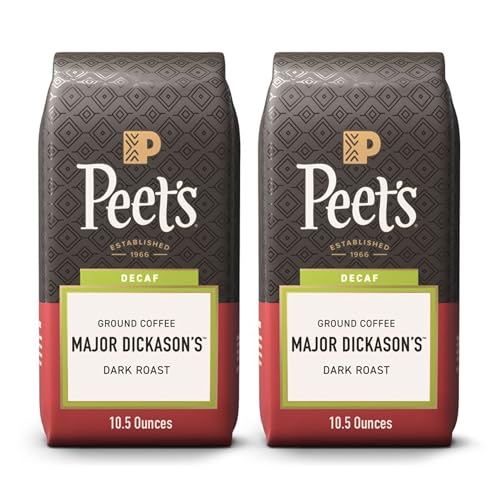 Peet's Coffee, Dark Roast Ground Coffee, Decaffeinated Arabica Coffee - Decaf Major Dickason's Blend 10.5 Ounce Bag