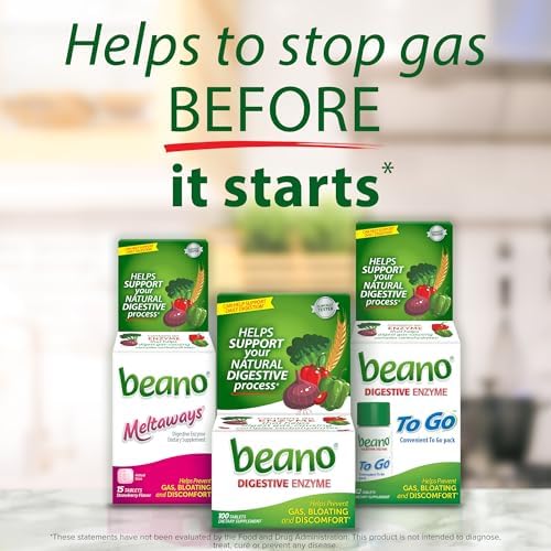 Beano Digestive Enzyme, Helps Prevent Gas & Bloating, 100 Tablets