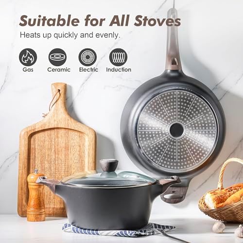 SENSARTE Ceramic Cookware Sets, Pots and Pans Set Non stick, Non toxic Healthy Induction Cookware, 26 Pcs Nonstick Kitchen Cooking Set, w/Frying Pans Set, Saucepans Set