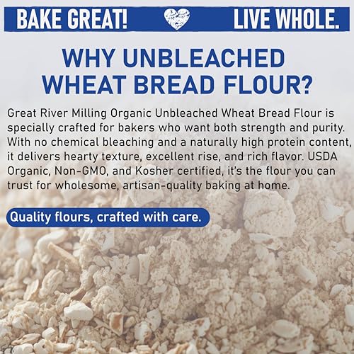 Great River Milling Organic Bread Flour, Unbleached, 25 lb