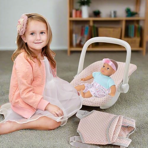 Olivia's Little World Doll Jogging-Style Stroller with Canopy, Storage Underneath, Pink and Cream and Gray | Canopy, Storage Underneath