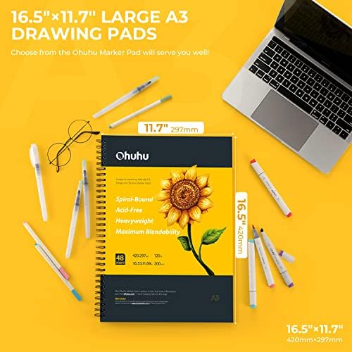 Ohuhu 7"x10" Marker Paper Pad Art Sketchbook for Drawing and Sketching