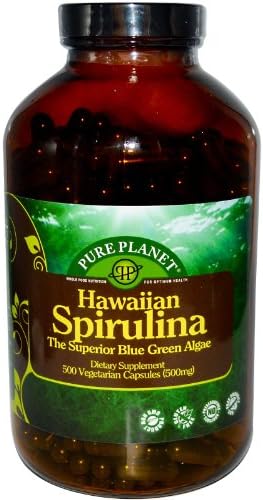 Pure Planet Spirulina - 500 mg - 500 Vegetarian Capsules