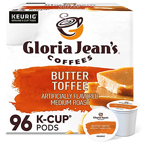 Gloria Jean's Coffees Butter Toffee, Single-Serve Keurig K-Cup Pods, Flavored Medium Roast Coffee, 96 Count