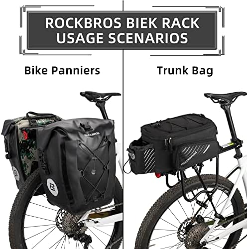 ROCKBROS Rear Bike Rack Quick Release Bike Cargo Rack for Luggage Commuting | Easy to install,heavy duty steel,red reflector,side protection,quick release system,rear back pannier rack with intructions