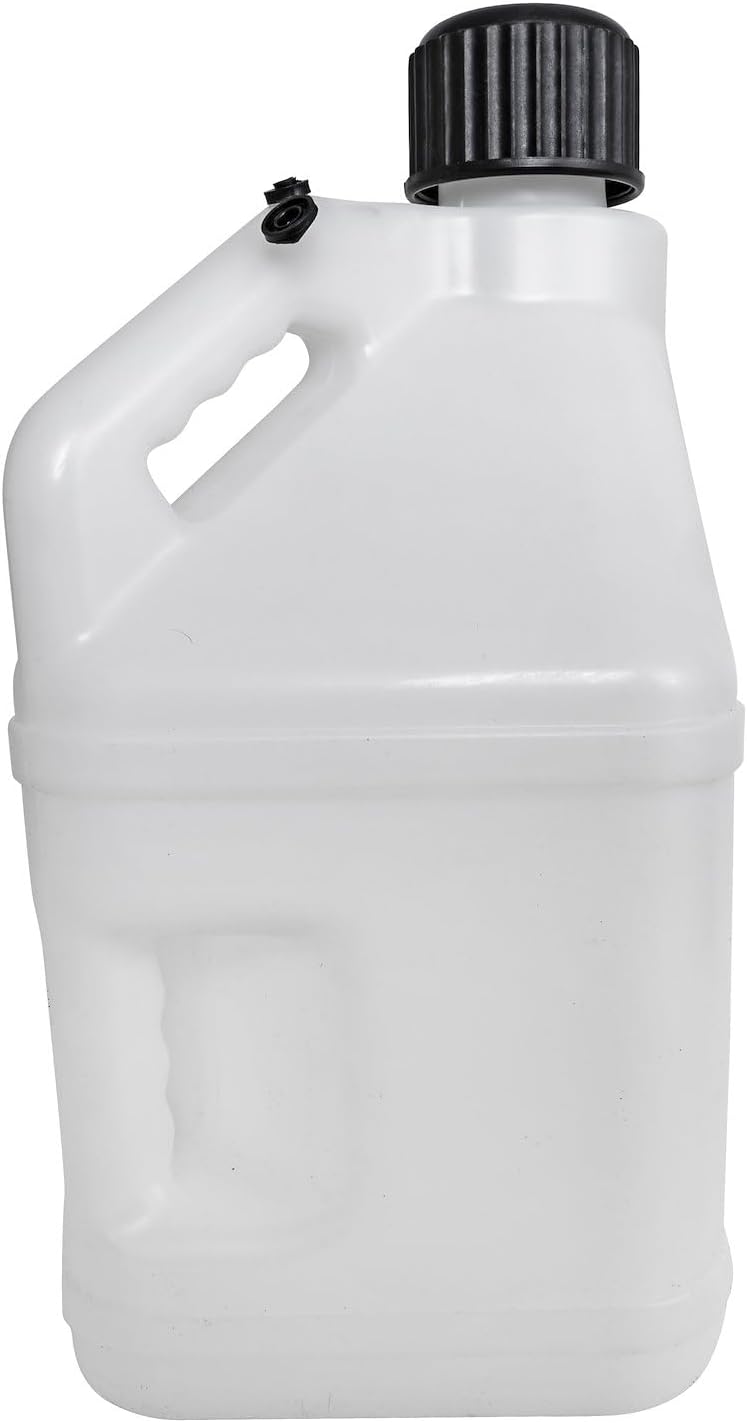 JEGS Square 5-Gallon Utility Jug |2-Handle | White |Made In USA | Square 5-Gallon Jug for prevent spills and evaporation integrated vent to allow