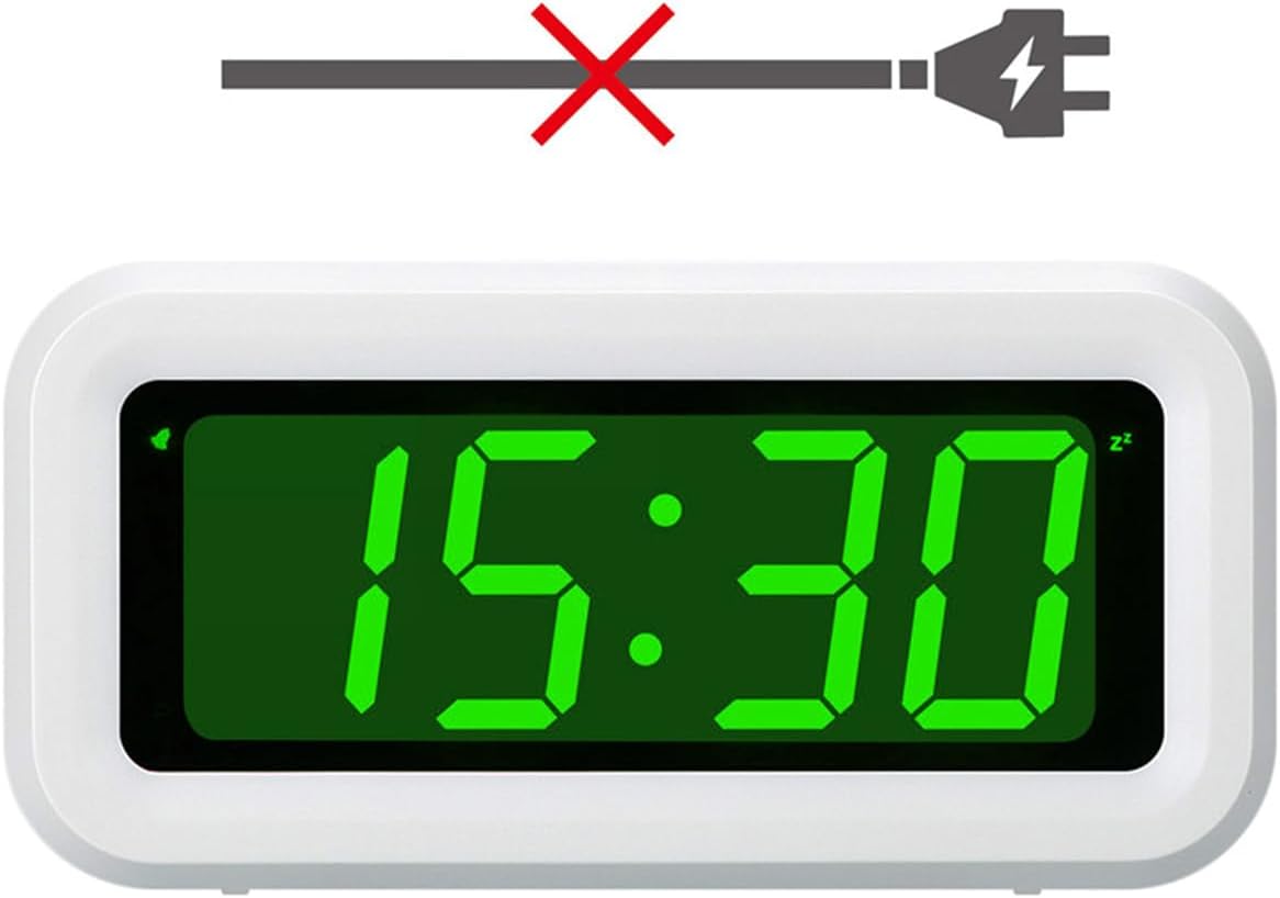Digital Alarm Clock Battery Operated with LED Display for Bedrooms, Long Battery Life for 12 Months, 3 Brightness Adjustable, 12/24 Hour, Snooze, Black Case with Red Digits