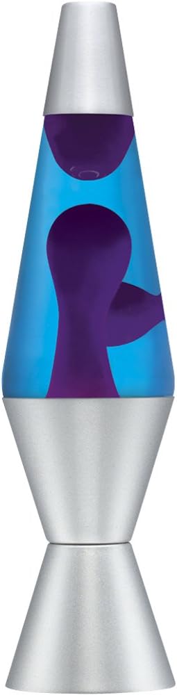 14.5-Inch Silver Base Lava Lamp with Purple Wax in Blue Liquid - 2118