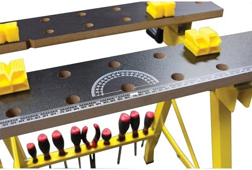 Performance Tool W54025 Portable Folding Workbench and Vise | 200 lb capacity folding work table. Printed grid