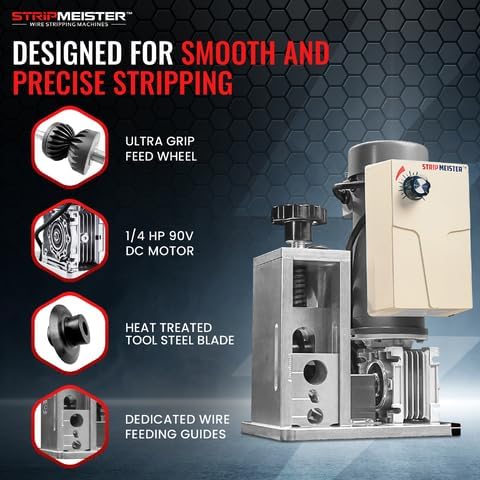 StripMeister E350x Electric Automatic Wire Stripping Machine – Wire Size Up To Ø1", Jam-Free