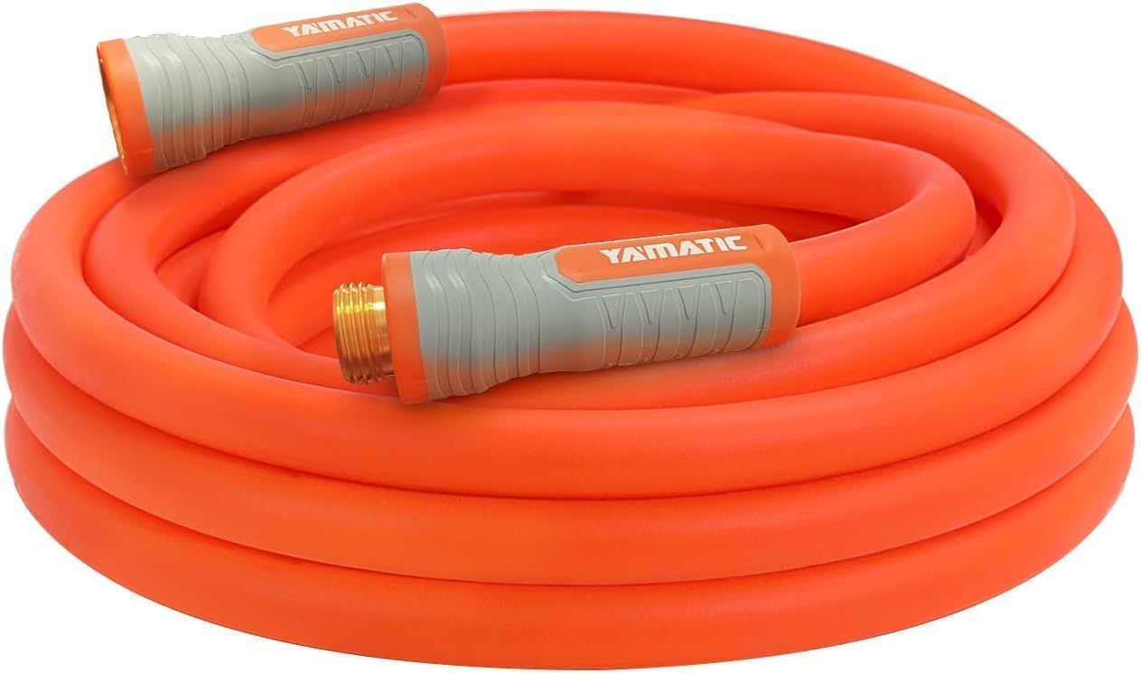 YAMATIC Flexible Garden Hose 5/8" x 50ft, 360° Swivel Handle, Burst 600 PSI