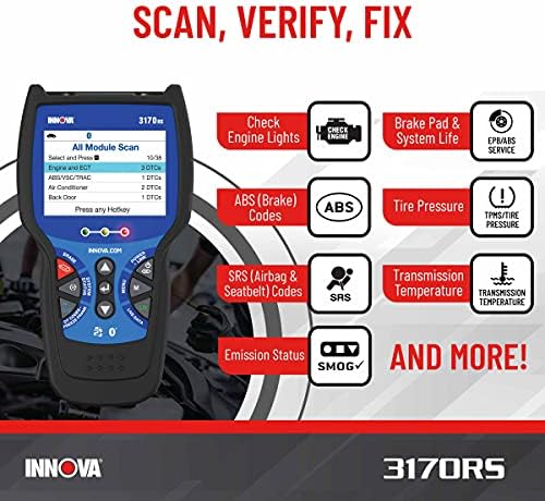 INNOVA 3170RS OBD1 & OBD2 Scanner, ABS Bleeder Scan Tool, OBD2 Diagnostic, Caliper Service, Brake Pad Life, Read/Erase ABS/SRS Codes, Reset Oil Light