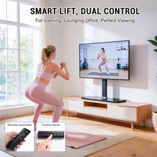XINYAO Motorized TV Stand, Electric Height Adjustable Tabletop Mount | TV Lift Fit 32"–70" TVs up to 90 lbs, 3 presets for sit/stand/game