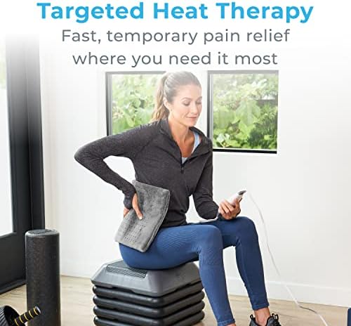 Pure Enrichment® PureRelief® XL Heating Pad - 12" x 24" Electric Heating Pad for Back Pain & Cramps, 6 Heat Settings, Soft Machine Wash Fabric, Auto-Off & Moist Heat (Charcoal Gray)