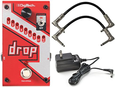 Digitech DROP Compact Polyphonic Drop Tune Pitch Shift Pedal with Momentary Latch Switching and True Bypass with Electronic Power Supply and Patch
