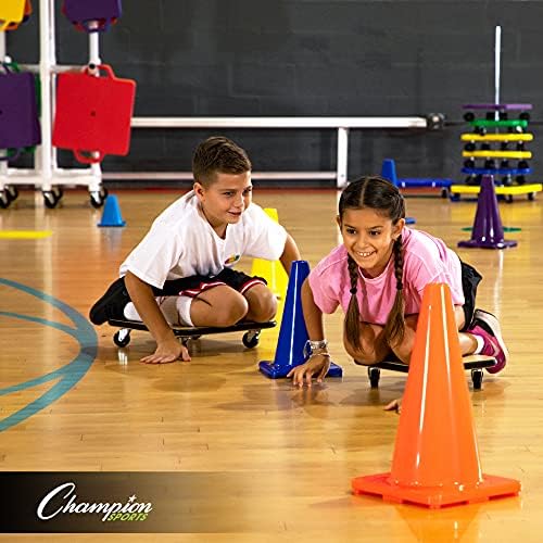 Champion Sports Wood Scooter – 12" or 16" - Durable Wooden Base with Full Perimeter Bumper, Non-Marring Rubber Swivel Casters, Ideal for Active Play & Physical Education