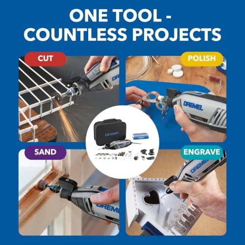 Dremel 4300-9/64 Rotary Tool Kit with Flex Shaft - 9 Attachments & 64 Accessories - Ideal for Engraving, Etching, Sanding, and Polishing
