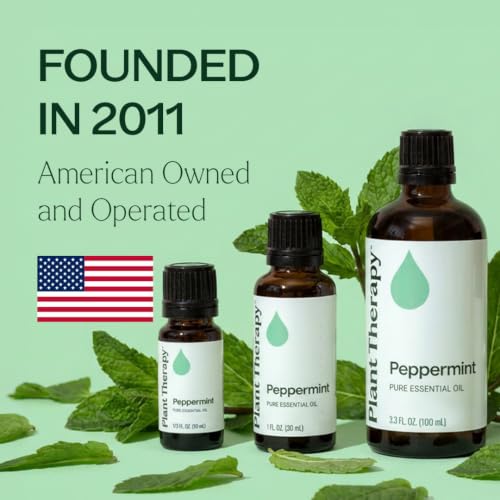Plant Therapy Peppermint Essential Oil 100 mL (3.3 oz) | Peppermint Oil for Skin & Hair, Pure & Undiluted for Diffuser & Topical Use