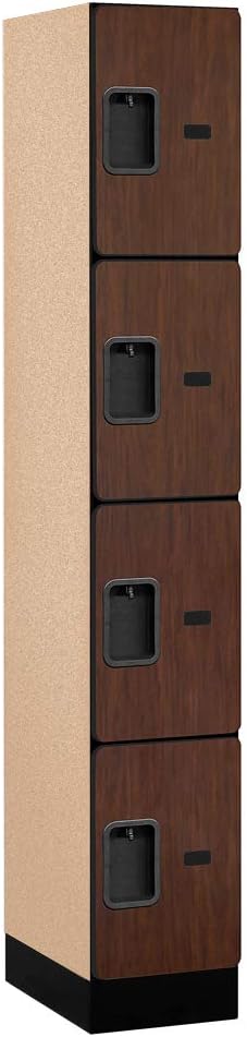 Salsbury Industries Four Tier Designer Wood Locker, Mahogany, 6' 3" x 18"