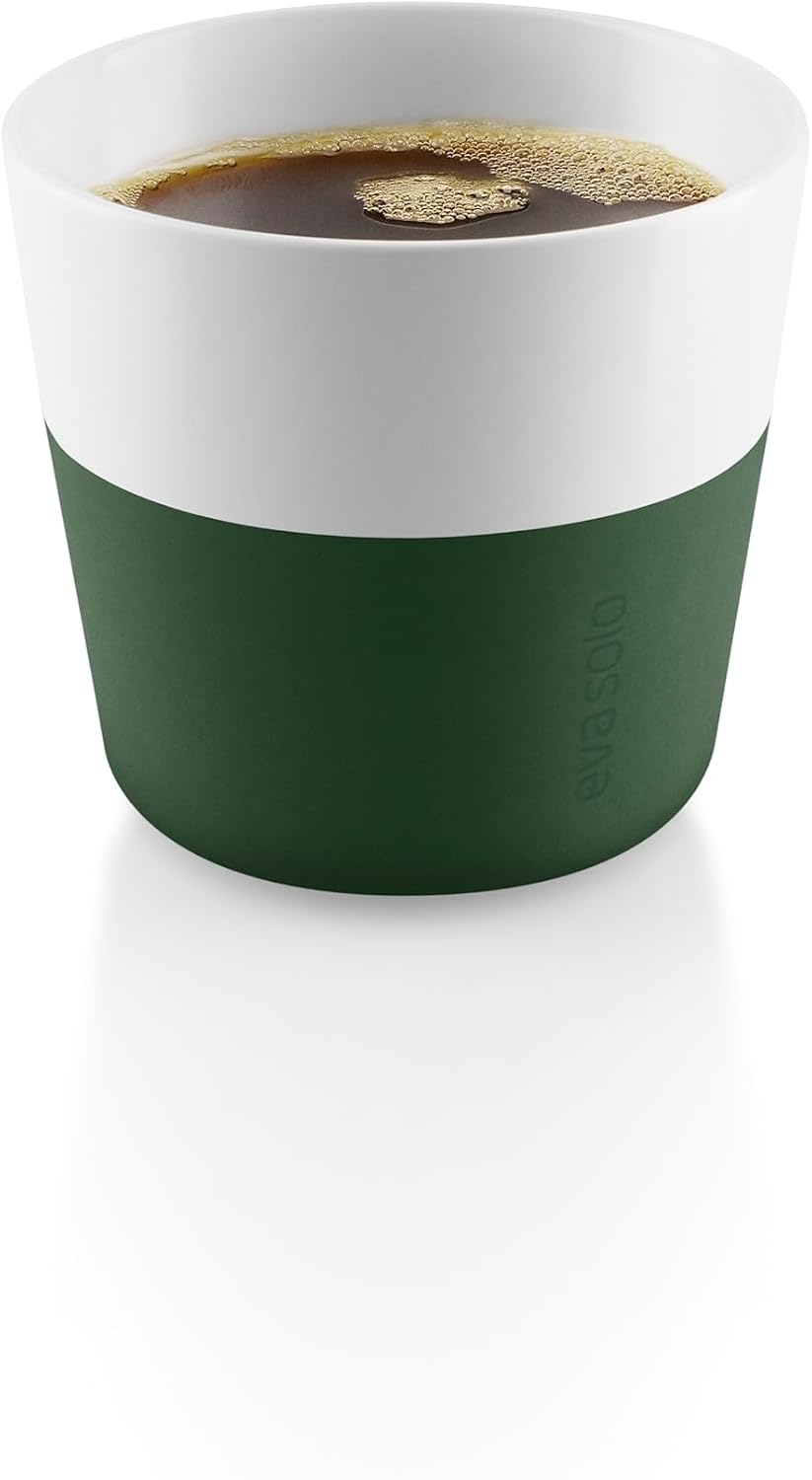 Eva Solo | 2 Lungo Tumbler Mugs | 8 oz Porcelain Coffee Cup Tumblers with Silicone-coated Grip | Danish Design, Functionality & Quality | Black
