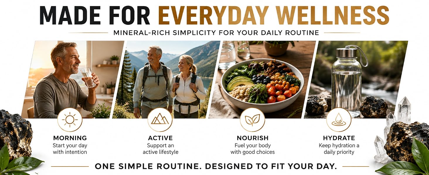 Fulvic humic acid mineral supplement for everyday wellness, hydration and active lifestyles