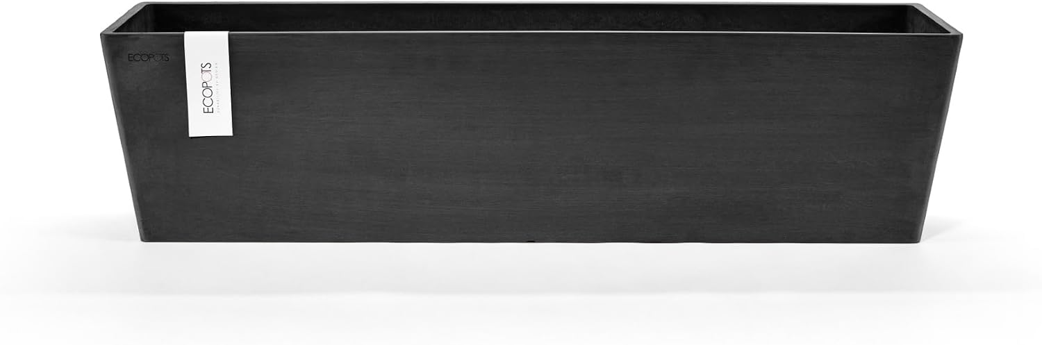 Ecopots Bruges Rectangular Flower Planter, Grey, 21.5" | Modern Style, Durable Recycled-Based Composite Construction, Weather and UV-Resistant, for Indoor/Outdoor Use
