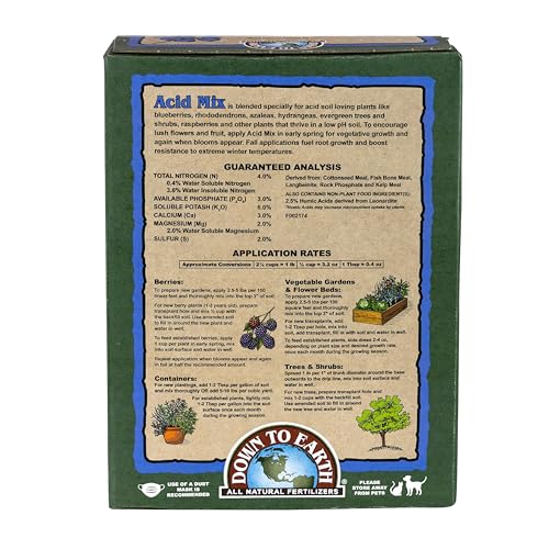 Down To Earth All Natural Fertilizers Organic Acid Mix - 4-3-6, 1 lb | Plant Food for Blueberries, Raspberries, Azaleas, Camellias, Rhododendrons, Hydrangeas, Evergreens and Acid-Loving Plants
