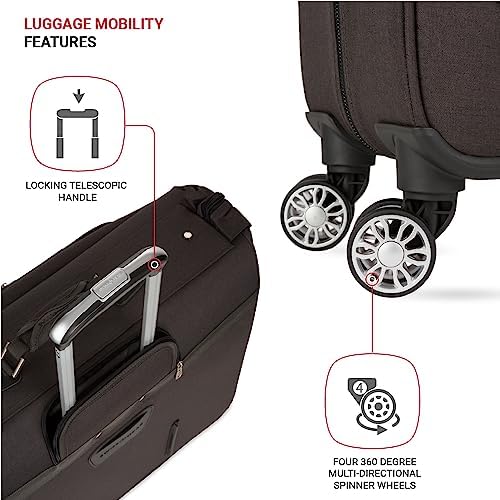 SwissGear 7895 Premium Rolling Garment Bag, Bonus Hanging Feature, Men's and Women's, 24-Inch Luggage - Black