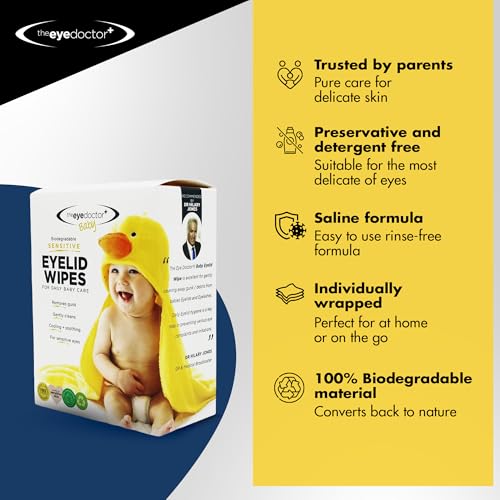 The Eye Doctor Sensitive Baby Eye Wipes x40 - Sterile Baby Eyelid Wipes for Daily Care - Preservative