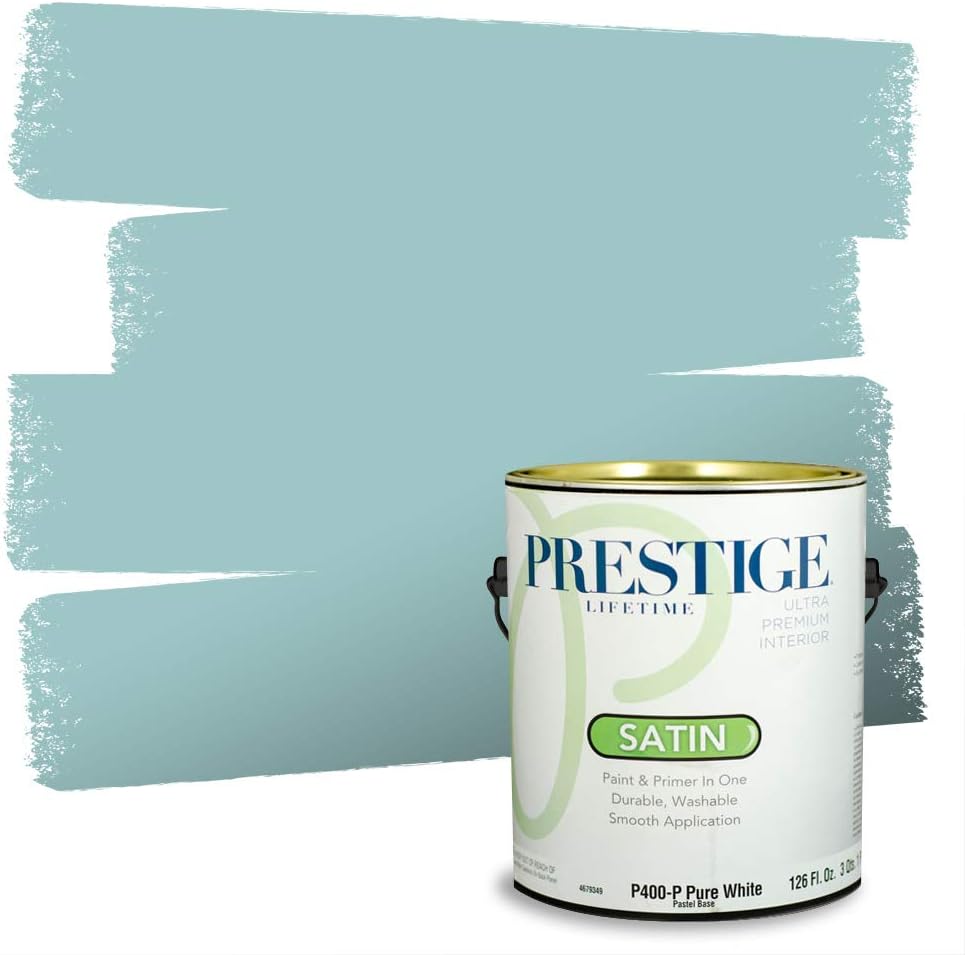 PRESTIGE Paints E100-T-SW6241 Exterior Paint and Primer in One, 1-Gallon, Flat, Comparable Match of Sherwin Williams Aleutian, 1 Gallon, SW18-Aleutian