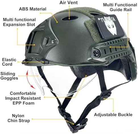 PJ Type Tactical Multifunctional Fast Helmet with Visor Goggles Version