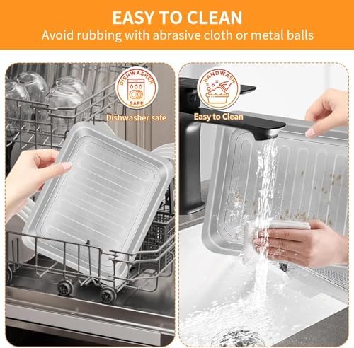 Air Fryer Grill Pan for Emeril Lagasse Everyday 360 Air Fryer, 12''×10'' Stainless Steel Air Fryer Accessories Replacement Crisper Tray Bake Pan, Not fit for Emeril Lagasse 26 QT 25 QT French Door