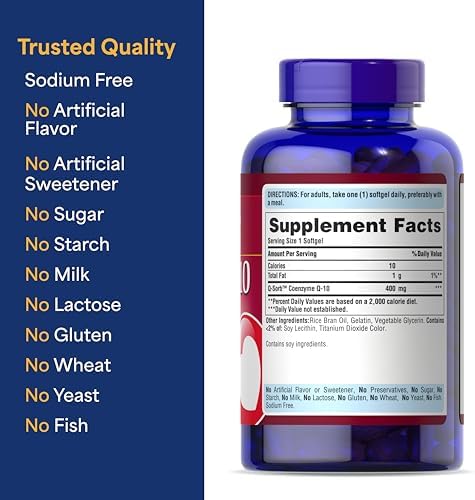 Puritan's Pride Coenzyme CoQ10 400mg, 120 Day Supply | Dietary Supplement for Heart Health, Blood Pressure, Oral Gum Health, and Healthy Aging Support