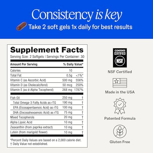 EyePromise Macular Health Eye Vitamins - 60 Softgels, 30-Day Supply | Zinc-Free Eye Health Supplements for Macular Support with Omega 3, Fish Oil