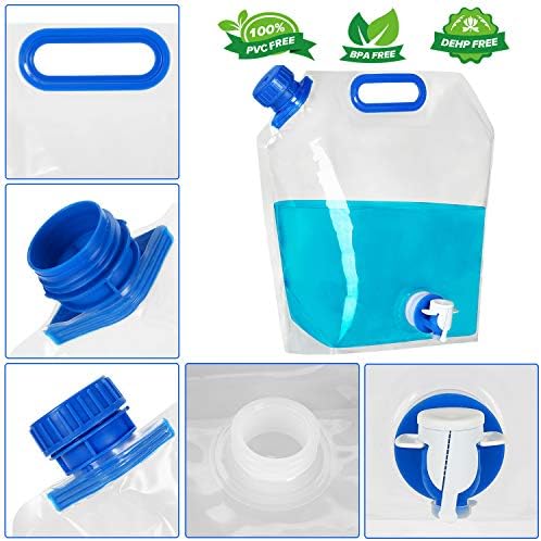 Collapsible Water Container, BPA Free Food Grade Clear Plastic Water Jug with Spout for Sport Camping Riding Hiking, Foldable Emergency Water Bottle