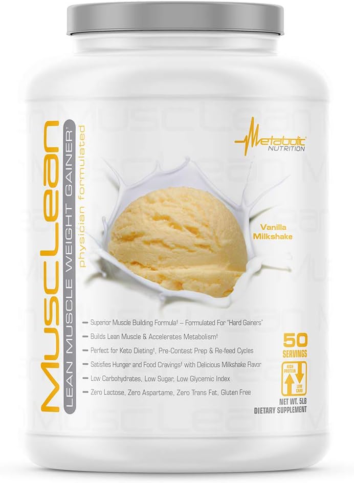 Metabolic Nutrition - Musclean - Milkshake, Whey High Protein Meal Replacement, Maintenance Nutrition, Low Carb, Keto Diet, Digestive Enzymes, Chocolate, 2.5 Pound (25 ser)