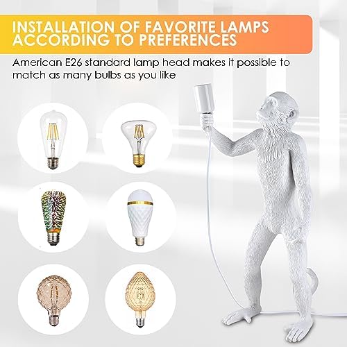 Modern Resin Standing Monkey Table Lamp, Desk Lamp, Animal Lamp, Bedside LED Light for Home Decor, Living Room, Bedroom, Home Office
