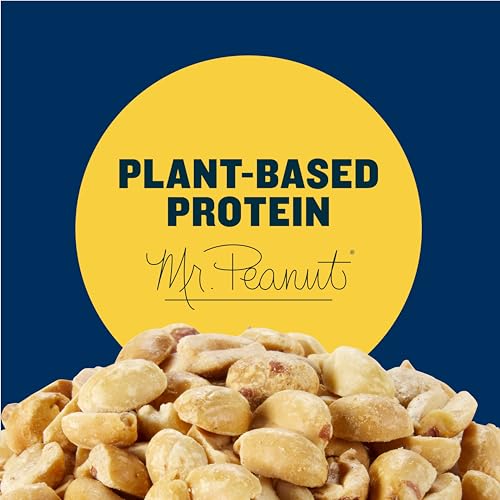 PLANTERS Salted Peanuts, Plant Based Protein Snacks, 12 Oz (1 Ct) | Roasted Salted Nuts. Resealable Canister. Snacks for Adults. Party Mix, Party Snacks