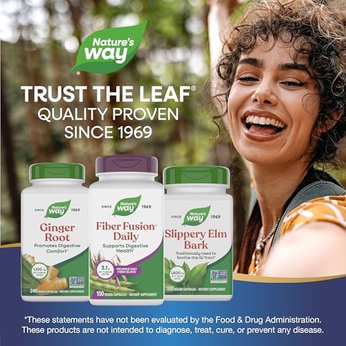 Nature's Way Fiber Fusion Daily Capsules, Digestive Health Support*, 150 ct | 3.1 g per Serving, Proprietary Fiber Blend, Psyllium Husk Capsules with Oat Bran, Guar Gum, Pectin, Vegan
