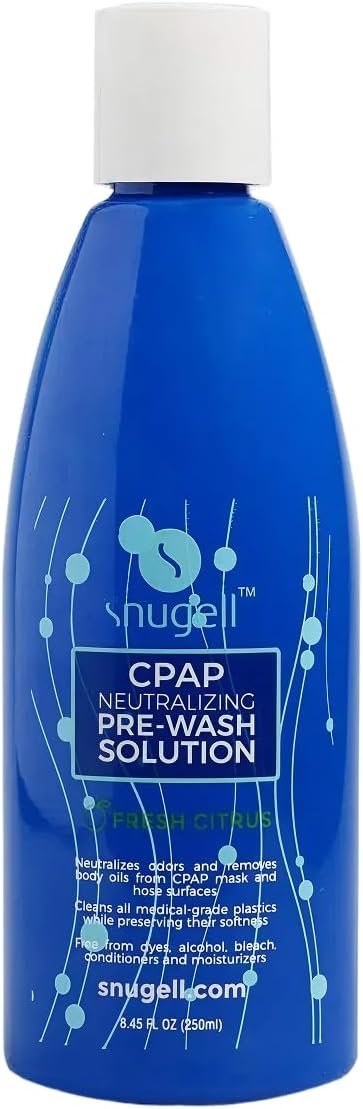 Snugell CPAP Soap Cleaner 8.4oz - Fresh Citrus Scent - Pre-Wash Solution - Mask and Hose Cleaning Soap - Neutralizes Odor and Removes Body Oils from