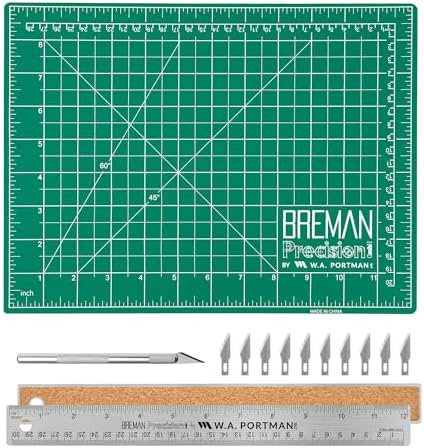 WA Portman Self-Healing Cutting Mat, Crafting Knife, 36'' Metal Ruler Set | This set includes 24x36 Inch Sewing Cutting Mat, 10pc #11 Blades, Exacto Knife Set, & 36 Inch Cork Backed Metal Ruler Set