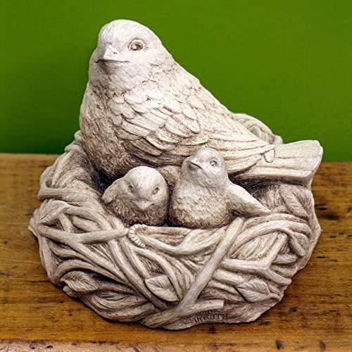Carruth Studio, Full Nest Garden Statue Figurine, Original Sculpture Handcrafted in Stone, Artisan Made