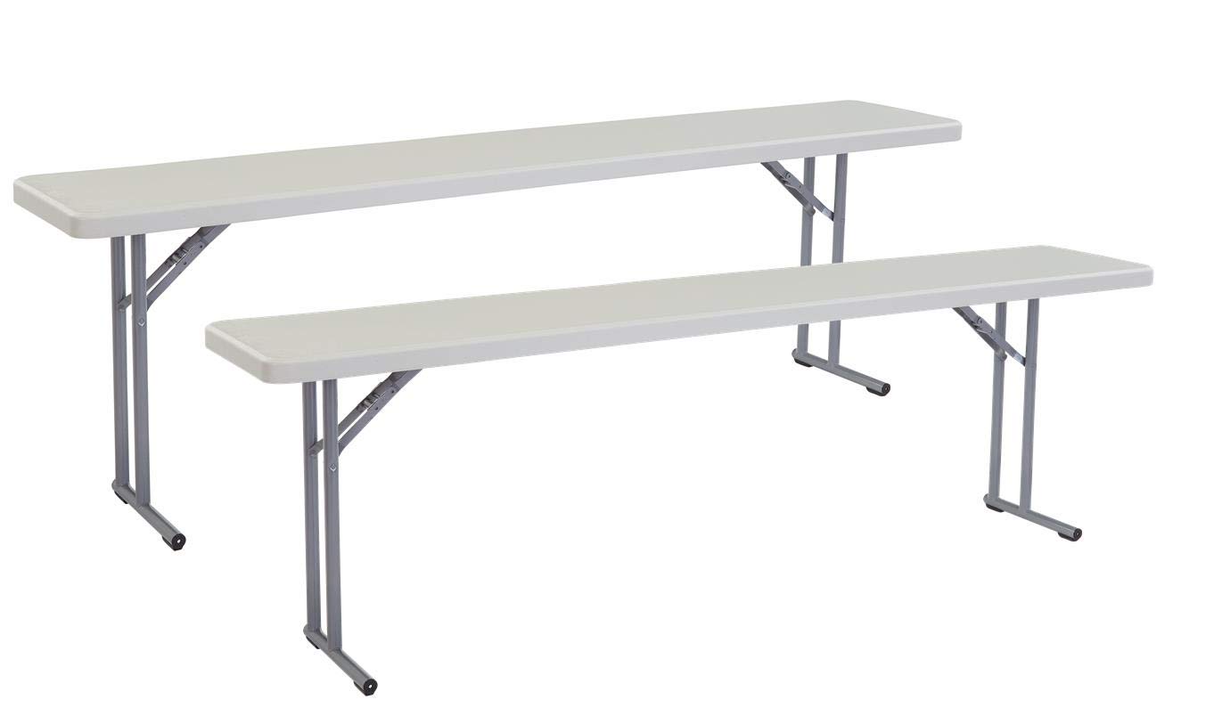 Seminar Folding Table by National Public Seating – 18x72 Portable, Heavy-Duty Foldable Table Indoor/Outdoor Table for Office, Conferences & Training Rooms – Lightweight & Durable, Speckled Gray