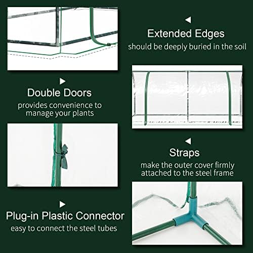 Outsunny 7' x 3' x 2.5' Mini Greenhouse Portable Tunnel Green House Clear | Roll-Up Zippered Door, UV Waterproof Cover, Steel Frame