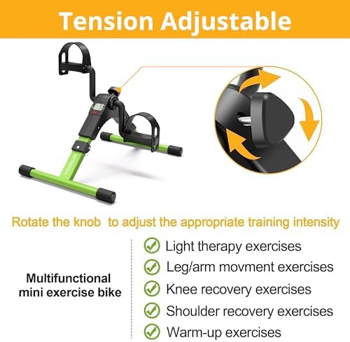 Pedal Exerciser Desk Exercise Bike Leg and Arm Bike with LCD Monitor Foldable (black/green)
