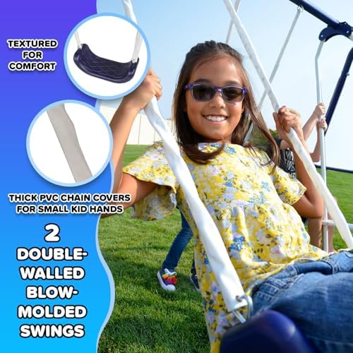 Sportspower Almansor Metal Swing, Slide and Trampoline Set with Slide